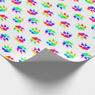 Regenbogen-Wolf-Tatzen-Geschenkpapier Geschenkpapier