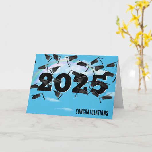 Regenbogen Wolken 2025 Schwarzer Abschluss Hats Karte (Gelbe Blume)