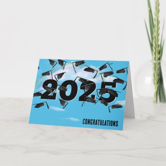 Regenbogen Wolken 2025 Schwarzer Abschluss Hats Karte (Vorderseite)