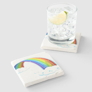Regenbogen Wolken Bunt Glitter Glänzend Whimsical Steinuntersetzer