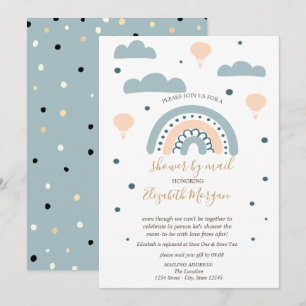Regenbogen, Wolken, DotsBaby-Dusche per Post Einladung