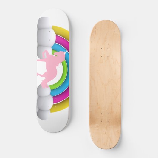 Regenbogen, Wolken, Einhorn, Gewohnheit gedruckt Skateboard (Vorderseite)