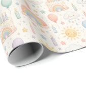 Regenbogen-Wolken-Geburtstags-Geschenkpapier Geschenkpapier (Rolleneckpunkt)