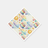 Regenbogen-Wolken-Geburtstagspapier Serviette (Ecke)