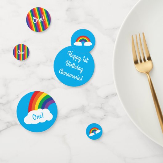 Regenbogen & Wolken Niedlich 1. Geburtstag Party Konfetti (Gruppe)