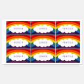 Regenbogen-Wolken-personalisierter Name Etiketten (Blatt)