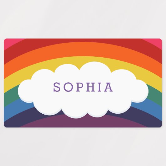 Regenbogen-Wolken-personalisierter Name Etiketten (Design 1)