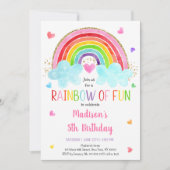 Regenbogen Wolken Pink Gold Geburtstag Einladung (Vorderseite)