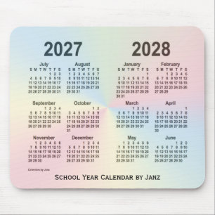 Regenbogen-Wolken-Schulkalender 2027-2028 durch Mousepad