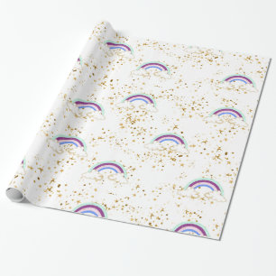 Regenbogen Wolken und Sterne Geschenkpapier