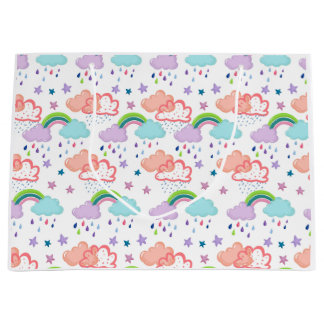 Regenbogen, Wolken und Sterngeschenktasche Große Geschenktüte