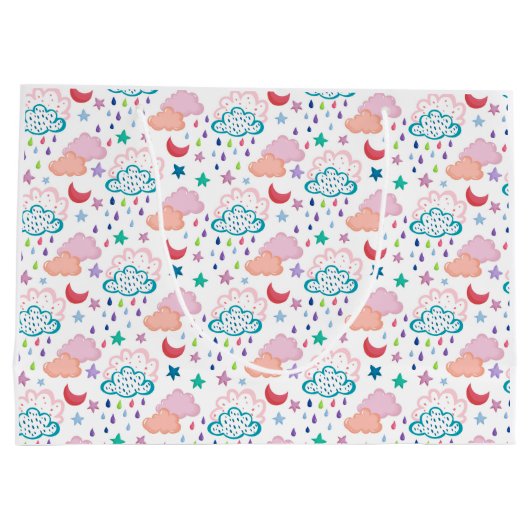 Regenbogen, Wolken und Sterngeschenktasche Große Geschenktüte (Rückseite)