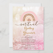 Regenbogen, Wolkenstars Bokeh Virtual Baby Dusche Einladung (Vorderseite)