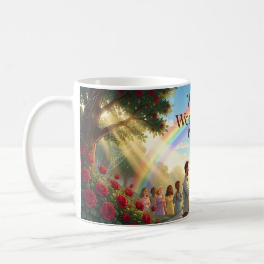 Regenbogen-Wunder und Harmonieposter Kaffeetasse (Links)