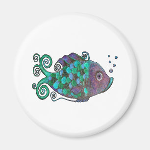 Regenbogen-wunderliche Fisch-blaue u. lila Magnet