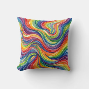 Regenbogen-Wurfkissen – Abstrakte Aquarelltechnik Kissen