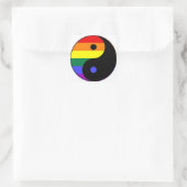 Regenbogen Yin und Yang - LGBT Quadratischer Aufkleber (Tasche)
