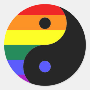 Regenbogen Yin und Yang - LGBT Runder Aufkleber