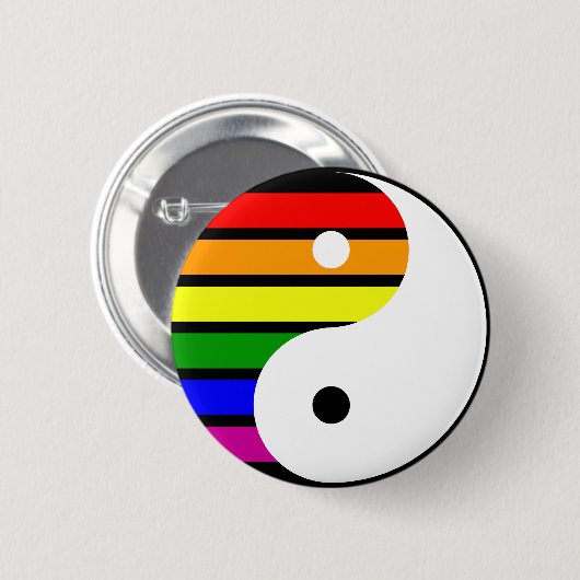 Regenbogen Yin Yang Button (Vorne & Hinten)