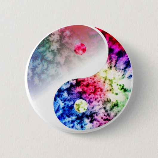 Regenbogen Yin Yang Button (Vorderseite)