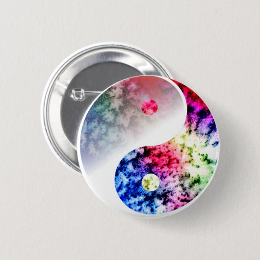 Regenbogen Yin Yang Button (Vorne & Hinten)