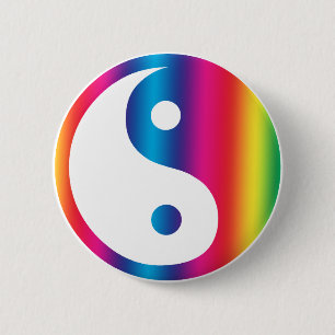 Regenbogen Yin Yang Knopf Button
