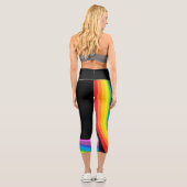 Regenbogen Yoga Pants Schwarzer Capri mit Regenbog Leggings (Rückseite)
