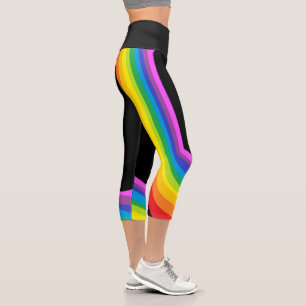 Regenbogen Yoga Pants Schwarzer Capri mit Regenbog Leggings