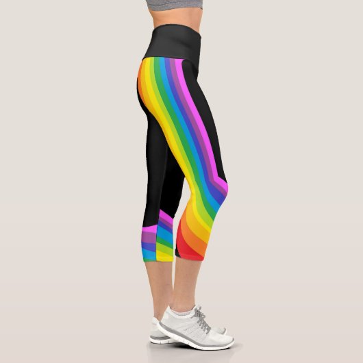 Regenbogen Yoga Pants Schwarzer Capri mit Regenbog Leggings (Rechts)