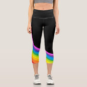 Regenbogen Yoga Pants Schwarzer Capri mit Regenbog Leggings (Vorderseite)