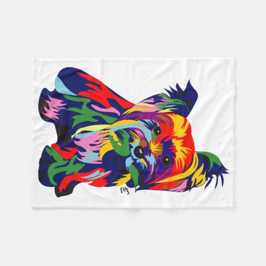 Regenbogen Yorkie Cuddler Fleecedecke (Vorderseite (Horizontal))