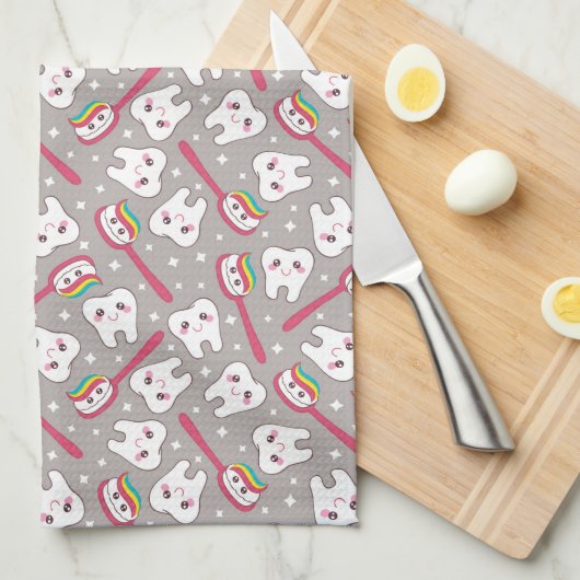 Regenbogen-Zahn-Muster Geschirrtuch (Viertel Falte)