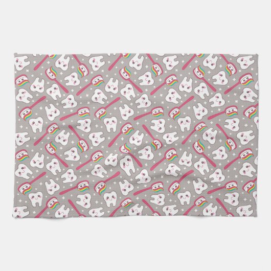 Regenbogen-Zahn-Muster Geschirrtuch (Horizontal)