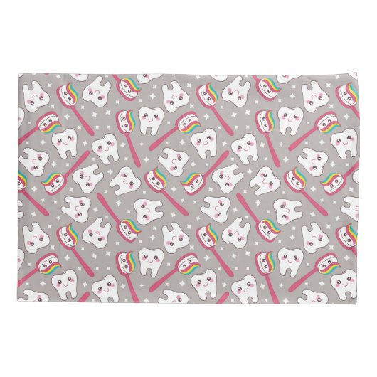 Regenbogen-Zahn-Muster Kissenbezug (Rückseite-Links)