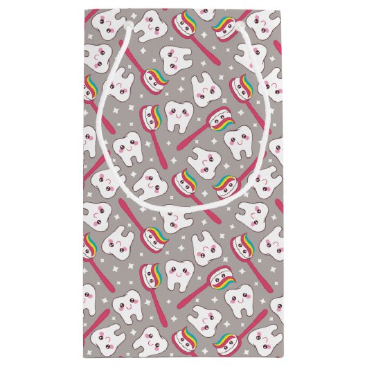 Regenbogen-Zahn-Muster Kleine Geschenktüte (Rückseite)