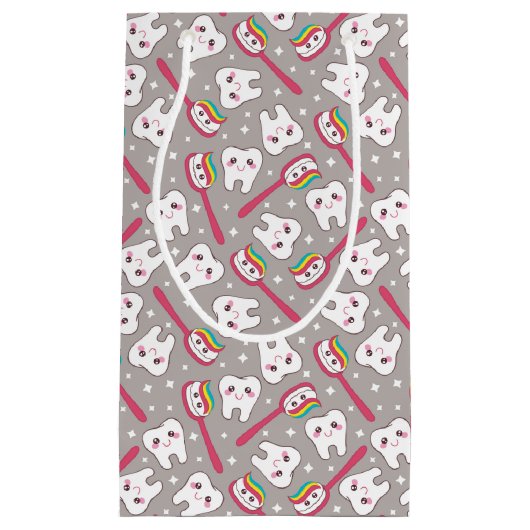 Regenbogen-Zahn-Muster Kleine Geschenktüte (Vorderseite)