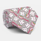 Regenbogen-Zahn-Muster Krawatte (Gerollt)