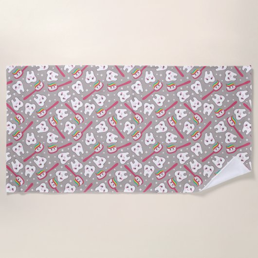 Regenbogen-Zahn-Muster Strandtuch (Vorderseite)