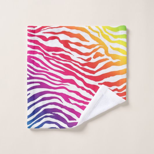 Regenbogen Zebra Badhandtuch Set (Waschlappen)