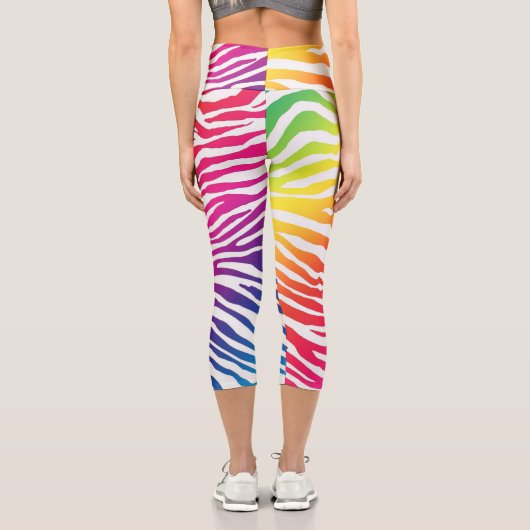 Regenbogen Zebra Capri Leggings (Rückseite)