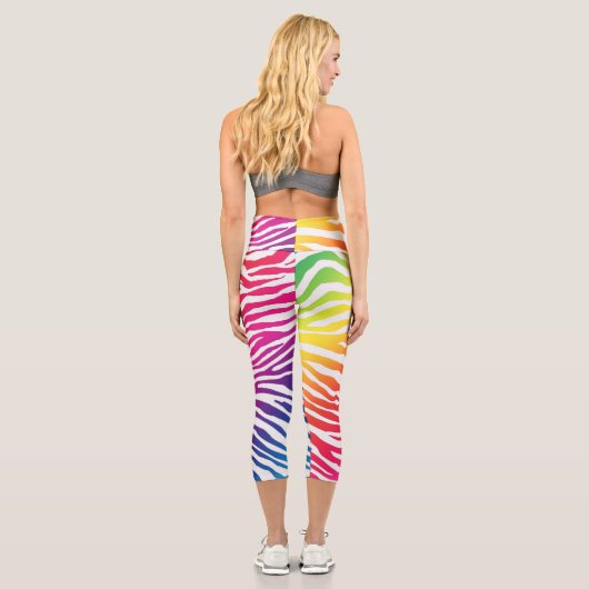 Regenbogen Zebra Capri Leggings (Rückseite)