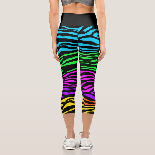 Regenbogen Zebra Capri Leggings (Rückseite)