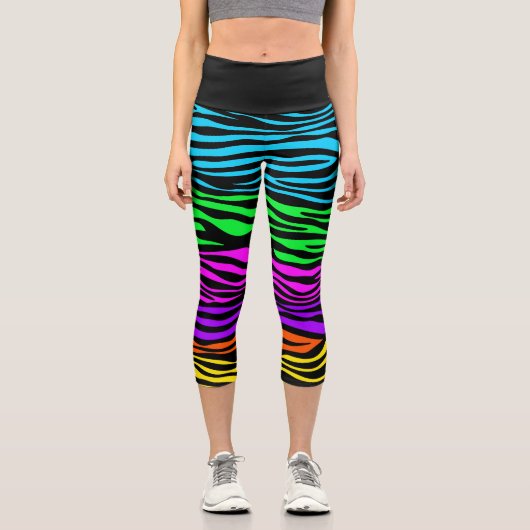 Regenbogen Zebra Capri Leggings (Vorderseite)