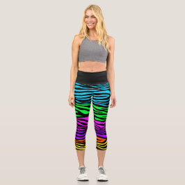Regenbogen Zebra Capri Leggings