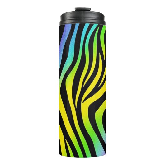 Regenbogen Zebra Print - farbenfroh und unentschul Thermosbecher (Vorderseite)