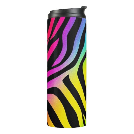 Regenbogen Zebra Print - farbenfroh und unentschul Thermosbecher (Nach links gedreht)