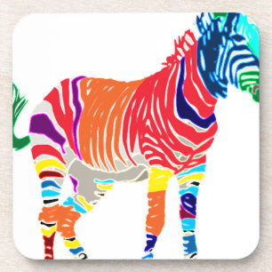Regenbogen Zebra Tiere Monogramm Muster Party Getränkeuntersetzer