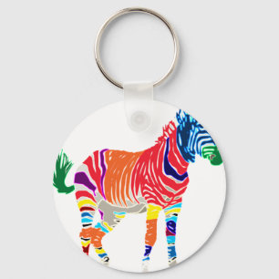 Regenbogen Zebra Tiere Monogramm-Muster-Party Schlüsselanhänger