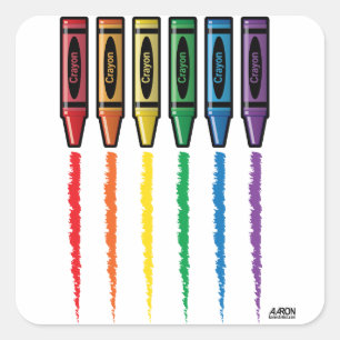 Regenbogen-Zeichenstifte Quadratischer Aufkleber