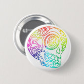 Regenbogen zeichnet Zuckerschädel in der Liebe Button (Vorne & Hinten)